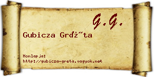 Gubicza Gréta névjegykártya